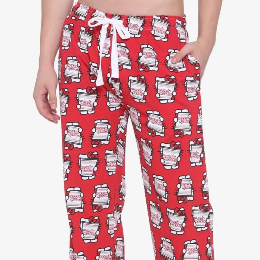 Nissin Cup Noodles X Hello Kitty Red PJs Pants